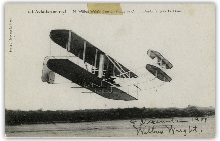 Wilbur Wright Postcard Signed From December 1908 During Their Very Successful Exhibition Flights in Europe -- With University Archives COA